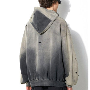 Solid Custom Distressed Wash <b>Pullover</b> Hoodie Relaxed Fit Streetwear Heavyweight Cotton Supplier Wholesale - Product Image 5