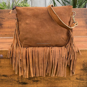 Real Genuine Cow Hide Leather Bag for Women New Western Style Fringe <b>Stone</b> Handwork Suede Leather Hair on Sling Leather Bag's - Product Image 5