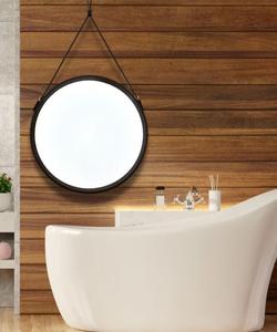 Espejo Redondo de Pared con Marco Negro, Diseño Minimalista, Cristal de 4mm de Grosor, con Cuerda para Colgar - Product Image 6
