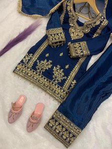 Girls Wedding & Festive GMY <b>Silk</b> Kurti Palazzo Set | Elegant Embroidered Ethnic Wear with Dupatta for Kids - Product Image 5