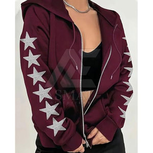 Sudadera con Capucha para Mujer, Informal, para Uso Diario, con Pedrería Brillante, Cierre Completo, Manga Larga, 2026 - Product Image 3