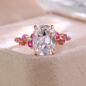 Bague de luxe en moissanite très prisée, en argent 925 et or rose 18 carats, taille coussin, sertie à griffes, bijou unisexe tendance pour femme - Product Image 1