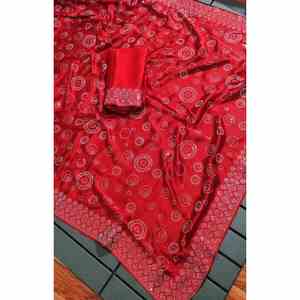 ผ้าชีฟองสวารอฟสกี้ประดับเพชรชุดสีแดง - Product Image 1