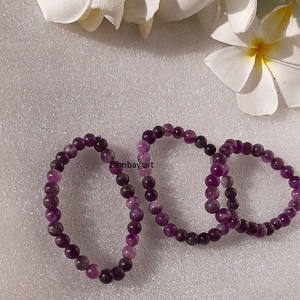 Natural Amethyst Stretch <b>Bracelet</b> Polished <b>Crystal</b> Bead Wholesale Gift Jewelry From Gujarat Stone Theme - Product Image 2