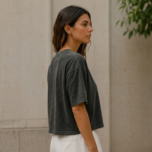 T-shirt ample pour femme en coton biologique 100% jersey simple, décontracté, été - Product Image 4