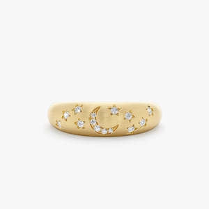 14k Matte Finish Celestial 925 Hot Selling Jewelry <b>Rings</b>: Starry Sky <b>Moon</b> Design Minimalist and Stylish Cool Style for Women - Product Image 2