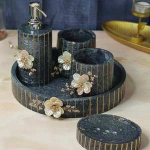 Wholesale <b>White</b> Minimalist Polyresin <b>Bathroom</b> <b>Set</b> <b>Accessory</b> Essentials for Modern <b>Bathrooms</b> - Product Image 1