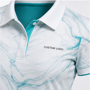 Custom Logo <b>Womens</b> <b>White</b> Aqua Marble Short Sleeve <b>Polo</b> <b>Shirt</b> Quick Dry Sublimation Golf Sportswear - Product Image 5