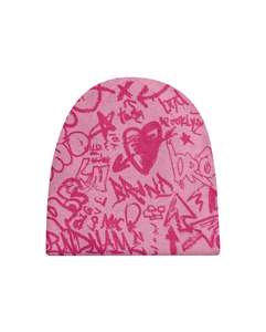 Gorro de Invierno de Punto con Estampado de Grafiti Negro, Estilo Urbano, Unisex, Marca Privada, 56-58CM, Gorra Casual de Moda para Adultos - Product Image 3