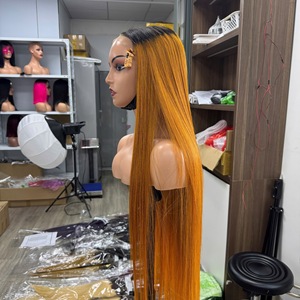 Perruque en cheveux humains 100% vierges vietnamiens, double trame, qualité supérieure, lisses comme des baguettes, couleur Ombré Brun Miel, prix usine - Product Image 5