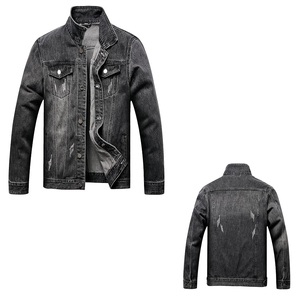 Vestes en jean déchirées de haute qualité, respirantes, couleur unie, style vintage, 100% coton, personnalisables, pour hommes - Product Image 2