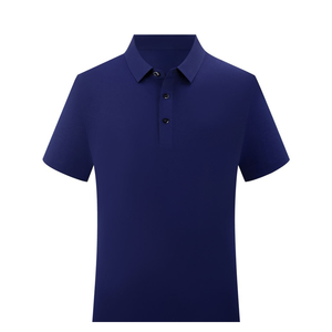 High Quality Solid Knitted 220 Gsm Cotton Men Casual <b>Shirt</b> Embroidery Logo Short Sleeve Anti-pilling for Company Office Uniform - Product Image 3