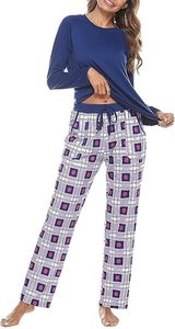Conjunto de Pijama para Mujer, Fabricante de Ropa, Conjunto de Loungewear a Cuadros de Algodón, Top de Manga Larga y Pantalones de Algodón, Ropa de Dormir para Damas - Product Image 3