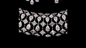 Conjunto de Collar y Pendientes Largos de Plata de Ley con Diamantes Cultivados en Laboratorio para Novia, Corte Pera, Chapado en Rodio, Certificado IGI - Product Image 3