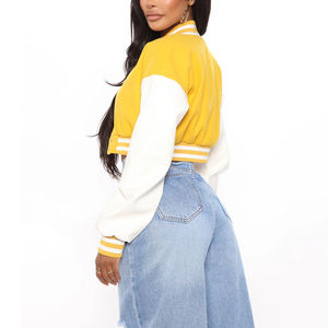 Luxury Women's Varsity Jacket Genuine Leather Sleeve Letterman Jacket Custom Private Label OEM Premium Fashion Wear - Product Image 3