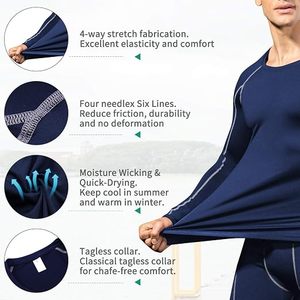 Chemise de performance à manches longues pour homme, coupe ajustée, compression, séchage rapide, écologique, en spandex/polyester, couche de base athlétique - Product Image 3