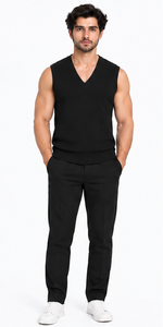 Pull sans manches en maille jacquard diamanté pour homme avec logo frontal, chaud et de haute qualité, personnalisable, vente en gros - Product Image 5