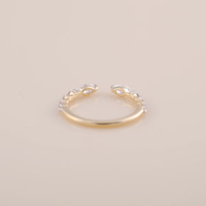 Anillo Abierto con Diamantes Cultivados en Laboratorio de Corte Marquise y Redondo de 0.47CT |   Anillo ajustable de oro rosa, amarillo y blanco de 14 quilates con diamantes - Product Image 5