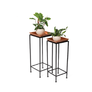 Supports de plantes carrés imbriqués avec plateaux, lot de 2 - Product Image 1