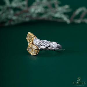 Luxury Yellow Oval Diamond Open <b>Ring</b> 14K 18K White Gold Lab Grown Diamond Bypass <b>Ring</b> Fancy Yellow Diamond <b>Statement</b> <b>Ring</b> For Wo - Product Image 4