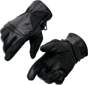 Gants de course en cuir et mesh noirs pour hommes Samroz Sports, été - Product Image 1