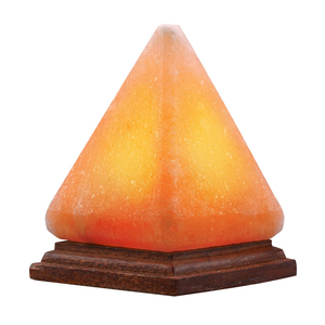 Lampe de sel en cristal d'Himalaya 100% naturel pur, en forme de pyramide, avec base en bois rose raffinée, emballée en bouteille et sachet. - Product Image 5