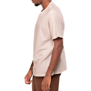 T-shirt décontracté à manches courtes et col rond pour homme, coupe classique, couleur crème, 100% coton - Product Image 3