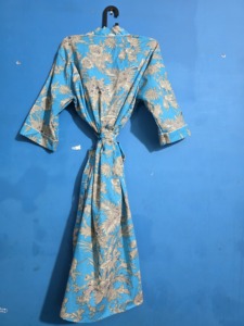 Elegante Kimono de Dormir con Estampado Floral para Mujer, Traje de Noche para Damas de Honor, Vestido Indio - Túnicas Estampadas 100% Algodón Orgánico para Verano - Product Image 3