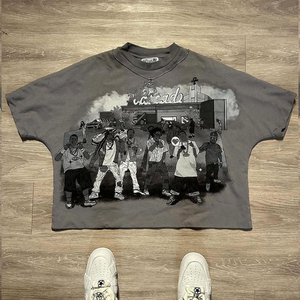 T-shirt en coton épais à manches courtes, coupe ample, tricoté sur mesure, qualité supérieure, pour la production en gros, style streetwear urbain, marque privée - Product Image 2