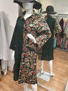 Robe midi à imprimé floral bohème, manches trois quarts, col rabattu, coupe ample, en lin et coton tissé, respirante, tenue décontractée d'été - Product Image 5