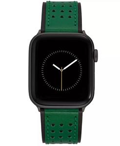 Cinturino in pelle Premium da uomo verde e nero con motivo traforato per orologio Apple 42mm, 44mm, 45mm, Ultra, Ultra2 | Vince Camut - Product Image 1
