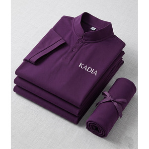 Polo de piqué lila oscuro para hombre, 100% algodón, manga corta, polo casual de punto, camiseta polo, venta al por mayor, logotipo personalizado - Product Image 3