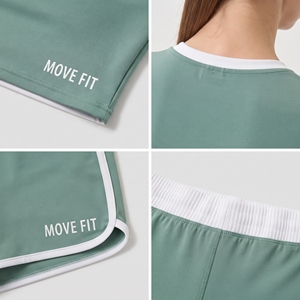 Wholesale Women's Yoga <b>Set</b> Long Sleeve Crop Top High Waist <b>Shorts</b> Two Piece Workout Outfit <b>Ladies</b> Crop Top Activewear <b>Shorts</b> <b>Set</b> - Product Image 6
