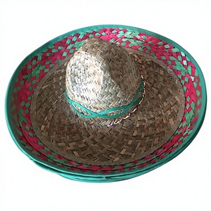 Sombrero Mexicano Teñido a Rayas con Ala Ancha de Paja, Unisex, para Fiestas en la Playa y Actividades al Aire Libre, para las Cuatro Estaciones - Product Image 1