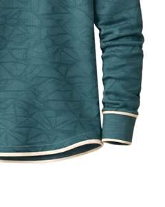 <b>Mens</b> Teal Blue Geometric Printed <b>Henley</b> Pullover Sweatshirt Long Sleeve French Terry Regular Fit Casual <b>Top</b> For <b>Men</b> Winter Wear - Product Image 6