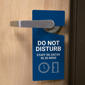 Custom <b>Printed</b> PVC Door Knob Hanger Hotel Room Sign for Promotional Advertising and Customer Communication - Product Image 1