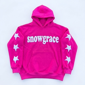 เสื้อสเวตเชิ้ตมีฮู้ด Snowgrace สีชมพู พิมพ์ลายดาว แบบยูนิเซ็กส์ ทรงโอเวอร์ไซส์ ผ้าฟลีซ สำหรับใส่ลำลองในฤดูหนาว - Product Image 1