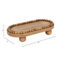 Plateau de service ovale en bois artisanal multifonctionnel à motif végétal Art Déco rustique MT Exports