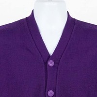 Lila V-Ausschnitt Strickjacke mit Logo Langarm Damen Klassischer Pullover Volle Länge Standarddicke Damen-Cardigans
