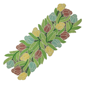 Camino de Mesa Moderno Hecho a Mano de Algodón para Comedor, Decoración Festiva Bordada con Cuentas de Semillas - Product Image 1