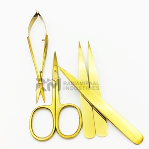 Juego de pinzas para cejas RMI Full Gold Plasma Color Matt y tijeras de precisión y tijeras para cutículas. - Product Image 5