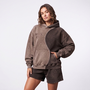 Sudadera con Capucha para Mujer, Dos Tonos, con Pedrería, Lavado Ácido, Felpa de Algodón, Corte Holgado, Hombros Caídos, Bordado, Logotipo Personalizado - Product Image 6