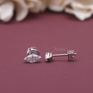 IGI Certified Lab Grown Diamond Marquise Solitaire <b>Stud</b> <b>Earrings</b> in Solid 925 Sterling Silver | Luxury Diamond <b>Earrings</b> - Product Image 4