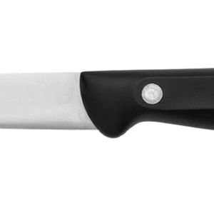 Couteaux de cuisine à manche noir avec lame droite argentée et poignée à rivets Trio pour la préparation des légumes et des fruits frais - Product Image 4