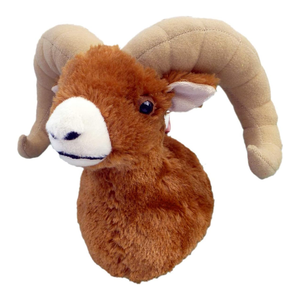 Jouet en peluche tête de bélier marron avec cornes courbes, décoration animale en peluche douce, 31cm-50cm, cadeau unisexe - Product Image 1