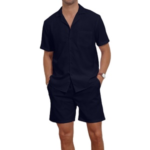 Premium Quality Men's 2-piece Co-ord <b>Set</b> Summer Casual <b>Set</b> Breathable Short Sleeve T-shirts Solid Printed Pattern Short <b>Sets</b> - Product Image 1