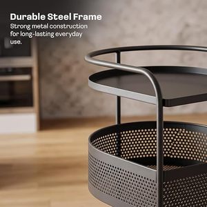 Carrito de Almacenamiento Metálico Minimalista de Tres Niveles con Ruedas, Diseño Redondo para Organización y Orden en el Baño - Product Image 5