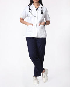 OEM Medical Scrubs Set Hospital Customized <b>Nurse</b> Short Sleeve Blue Unisex Polyester Spandex Summer Hospital Staff Clothes - Product Image 1