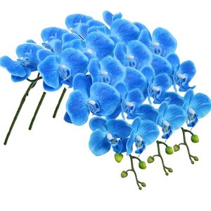 THAF-020 40 Inch Waterproof Latex <b>Artificial</b> Phalaenopsis Orchid Flowers Blue <b>Stem</b> Plants 9 Flowers Per <b>Stem</b> Home Decor - Product Image 1