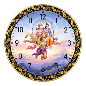 Horloge murale promotionnelle Ram Lakshman Hanuman avec personnalisation pour la décoration de la maison, fête des pères et rentrée scolaire - Product Image 1